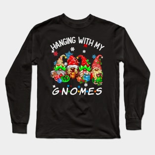 Funny Christmas Gnome Hanging With My Gnomies Family Pajamas Long Sleeve T-Shirt